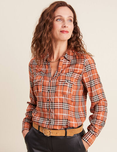 Chemise manches longues orange femme