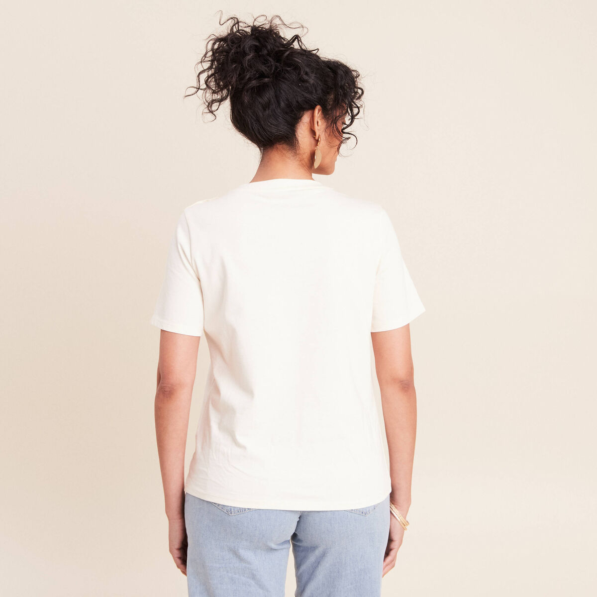 T-shirt manches courtes ecru femme