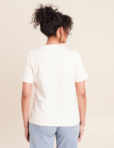 T-shirt manches courtes ecru femme