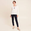 Blouse col tunisien manches longues ecru femme