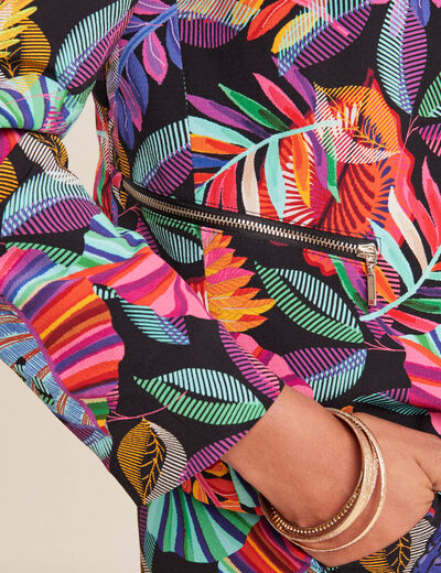 Veste droite col châle multicolore femme