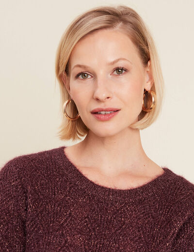 Pull manches longues bordeaux femme