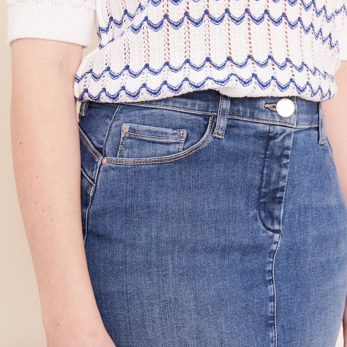 Jupe magique l'unique denim double stone femme