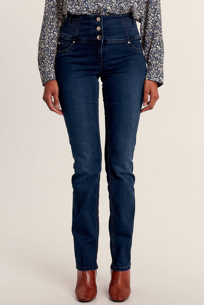 Jean droit effet gainant denim brut femme