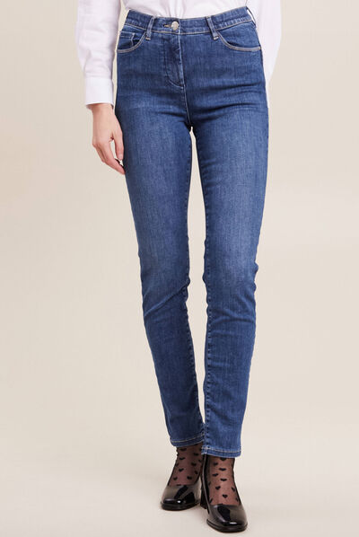 Jean magique ajusté taille standard denim double stone femme