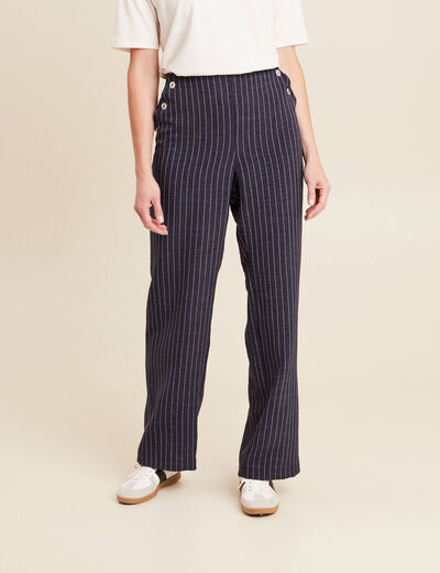 pantalon large bleu femme