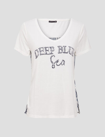 T-shirt manches courtes ecru femme