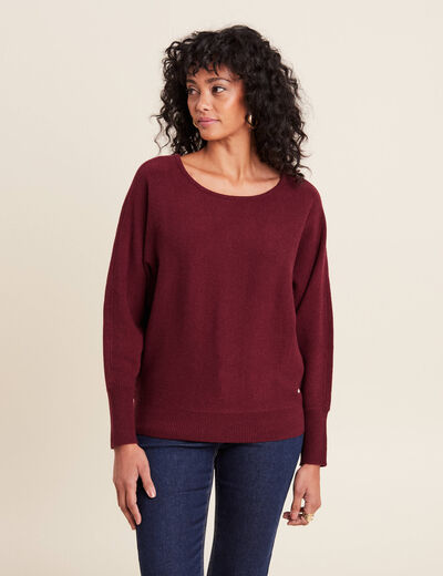 Pull manches longues bordeaux femme