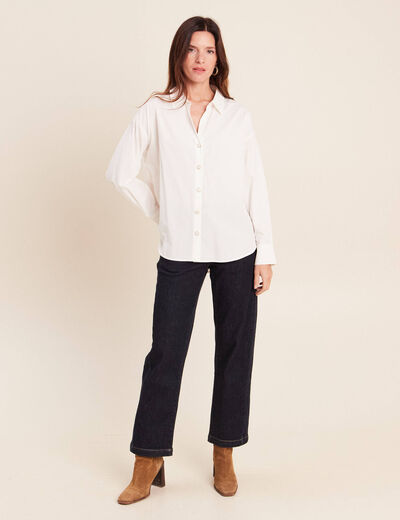 Chemise ample manches longues ecru femme