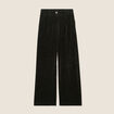 Pantalon large velours vert foncé femme