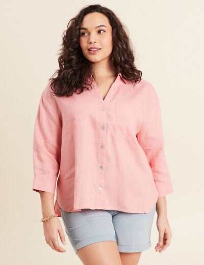 Chemise manches 3/4 vieux rose femme