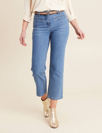 Jean large ceinturé denim double stone femme