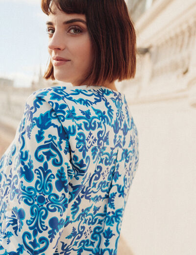 Blouse manches longues bleu femme