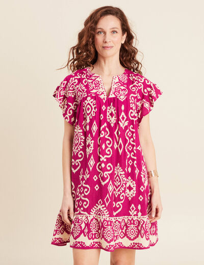 Robe évasée fluide rose fushia femme