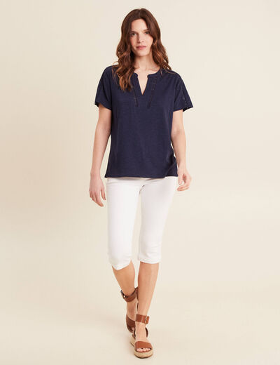 T-shirt manches courtes bleu marine femme