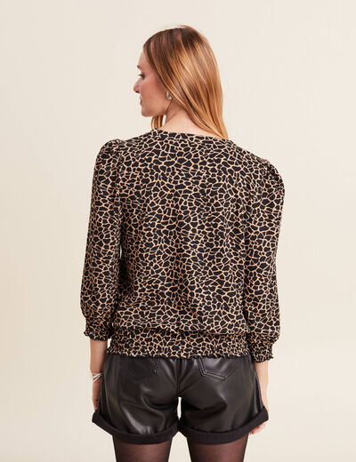 Blouse manches 3/4 noir femme