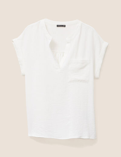 Blouse fluide manches courtes ecru femme