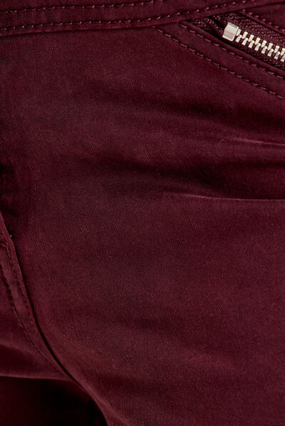 Pantalon slim taille basculée rouge foncé femme