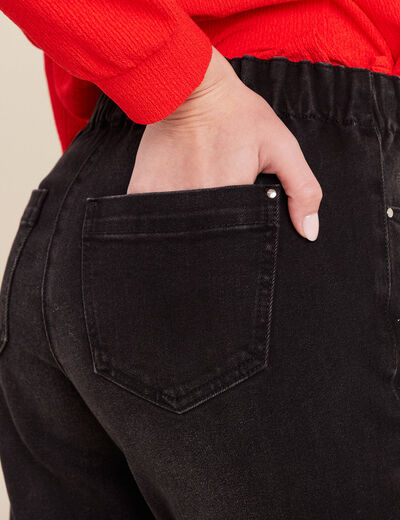 Jean jogging strass denim noir femme