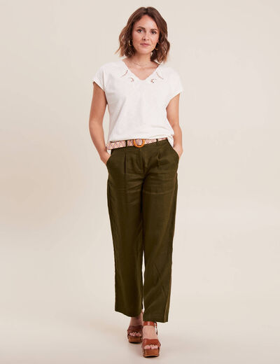 T-shirt manches courtes ecru femme