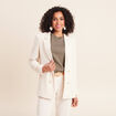 Blazer droit long manches 3/4 doubl&eacute; beige femme