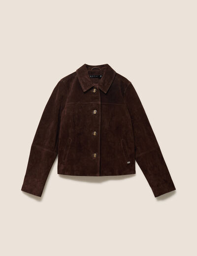 Veste doubl&eacute;e marron fonc&eacute; femme
