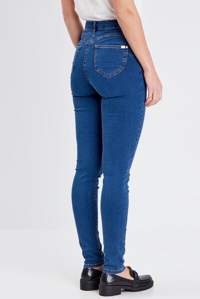 Pantalon léger taille haute long denim double stone femme