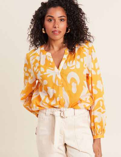 Blouse manches longues jaune moutarde femme