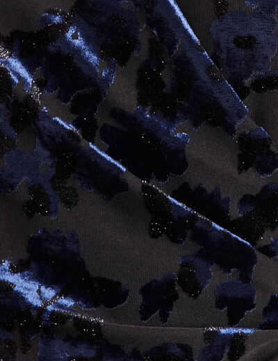 Robe portefeuille d&eacute;tails velours noir femme