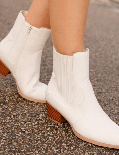 Bottines esprit western ivoire femme