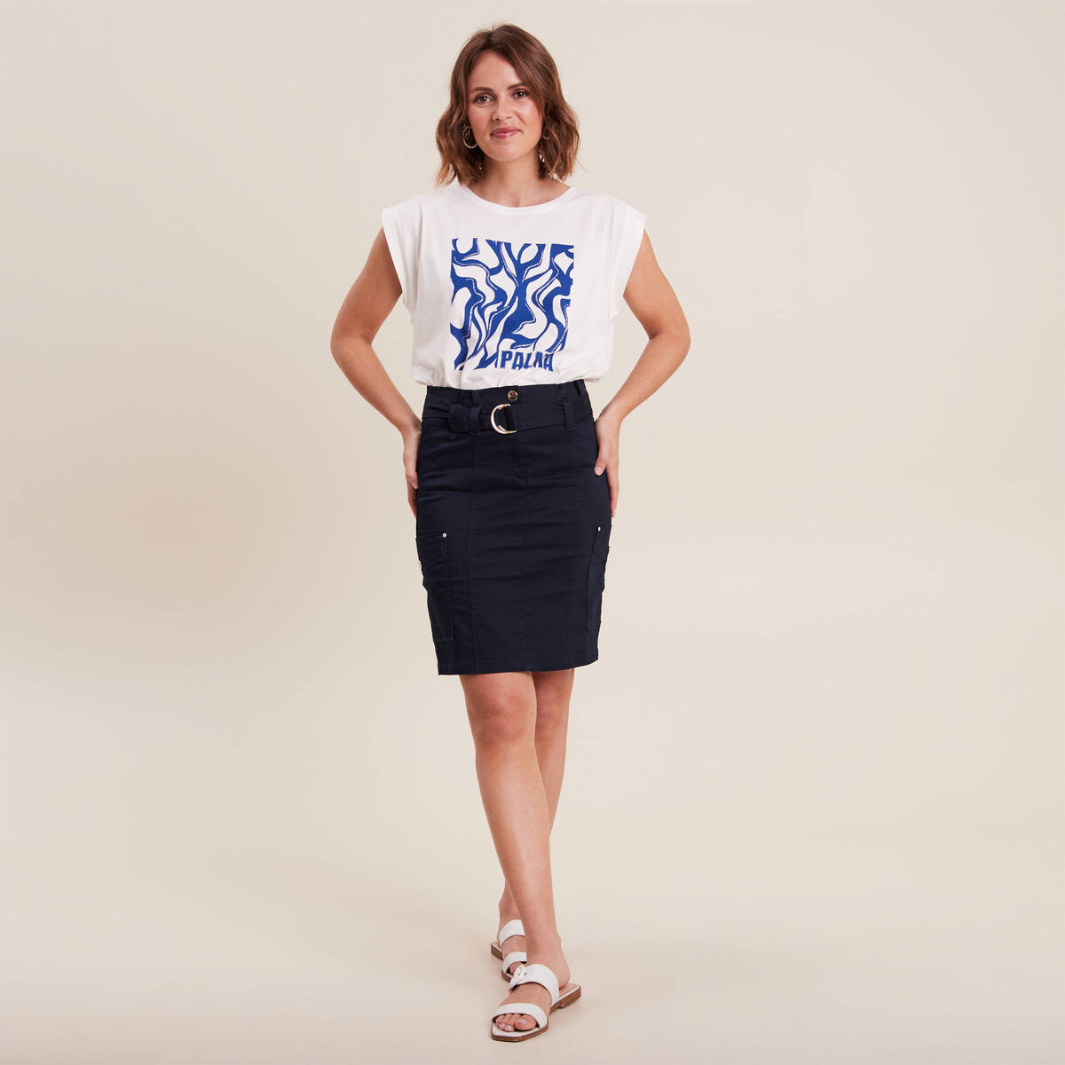 T-shirt manches courtes ecru femme