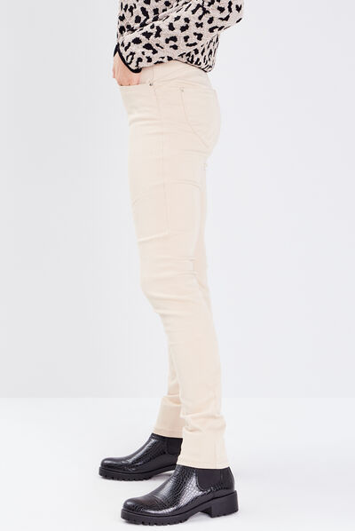 Jean magique ajusté taille standard ecru femme