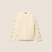 Pull manches boutonn&eacute;es jaune pastel femme