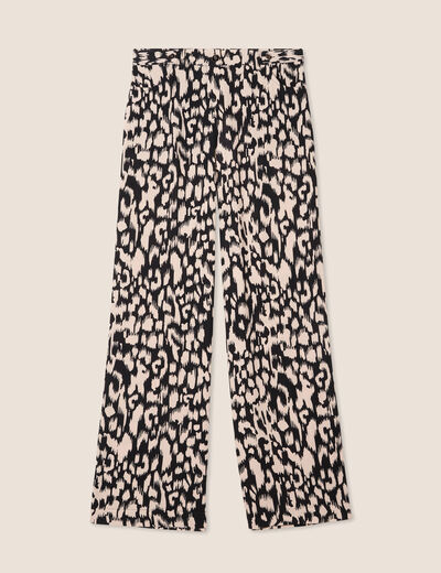 Pantalon large taille haute noir femme