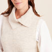 Pull sans manches col boule bouclette creme femme