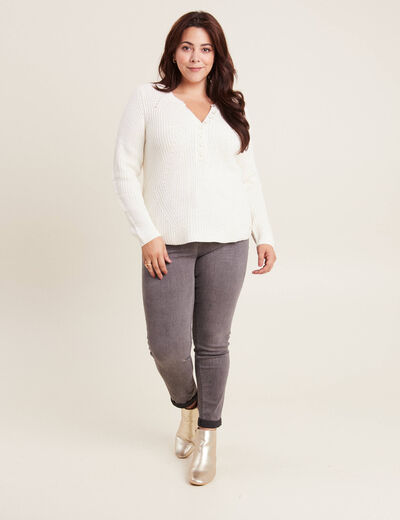 Pull manches longues ecru femme