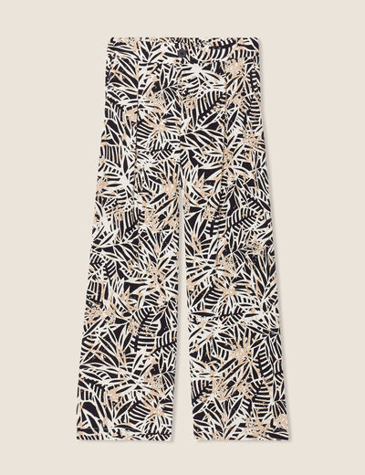 Pantalon flou large 7/8ème noir femme