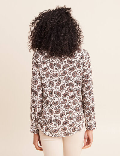 Chemise cintr&eacute;e manches longues fluide blanc femme