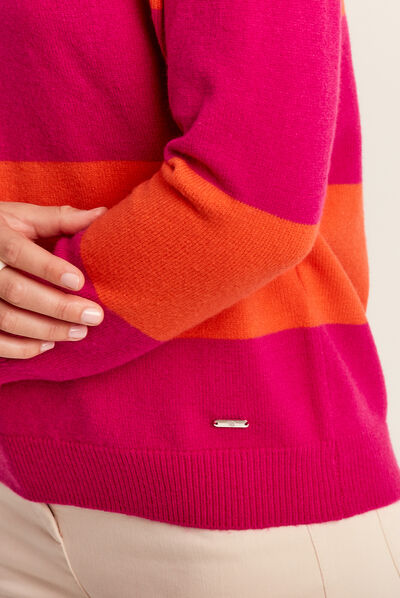 Pull manches longues orange fluo femme