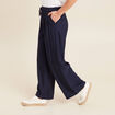 Pantalon fluide taille haute bleu marine femme