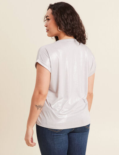 T-shirt manches courtes gris argent femme