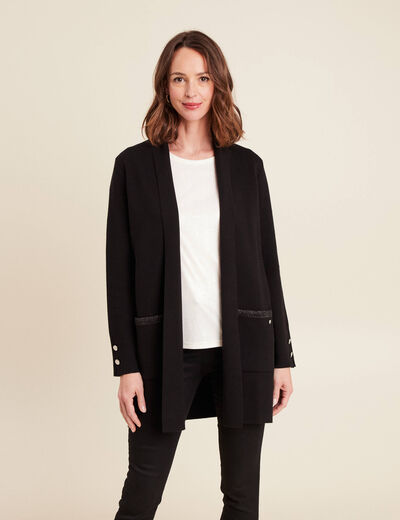 Gilet col châle noir femme