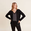 Gilet manches longues à capuche noir femme