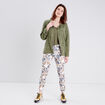 Veste droite boutonnée vert kaki femme