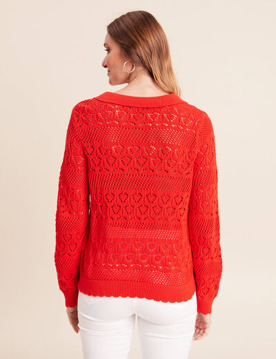 Polo d&eacute;tails ajour&eacute;s orange fonc&eacute; femme