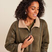 Manteau cintr&eacute; mi-long vert kaki femme