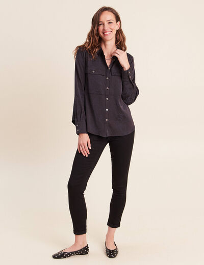 Chemise manches longues bleu femme