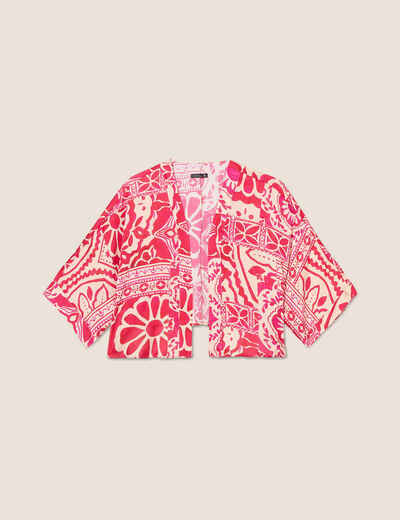Kimono imprimé rose fushia femme