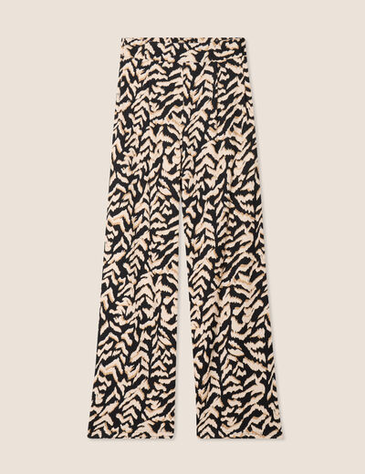 Pantalon large taille haute noir femme