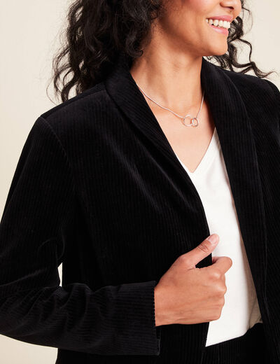 Veste tailleur velours noir femme